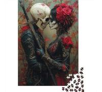 Artistic Skull Love Puzzle Family Fun Paper Rectangular Jigsaw Puzzle for Kids And Adults Age 12 Years Up Birthday Present 1000pcs (75x50cm)