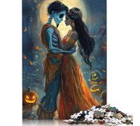 Artistic Skull Love Puzzle Precise Interlocking Paper Rectangular Jigsaw Puzzle for Boy Or Girl 1000pcs (75x50cm)