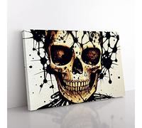 Artistic Skull Of A Man Canvas Wall Art Print Ready to Hang, Framed Picture for Living Room Bedroom Home Office Décor, 50x35 cm (20x14 Inch)