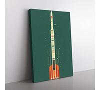 Artistic Spaceship Rocket No.1 Canvas Wall Art Print Ready to Hang, Framed Picture for Living Room Bedroom Home Office Décor, 50x35 cm (20x14 Inch)