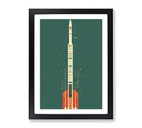 Artistic Spaceship Rocket No.1 Framed Print for Living Room Bedroom Home Office Décor, Wall Art Picture Ready to Hang, Black A4 Frame (34 x 25 cm)