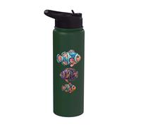 Artistic Three Fishes Ocean Coastal Beachy Summer Stainless Steel Insulated Water Bottle