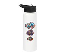 Artistic Three Fishes Ocean Coastal Beachy Summer Stainless Steel Insulated Water Bottle
