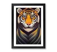 Artistic Tiger Framed Print for Living Room Bedroom Home Office Décor, Wall Art Picture Ready to Hang, Black A3 Frame (34 x 46 cm)