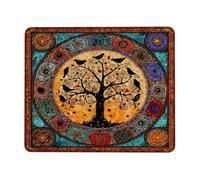 Artistic Tree Design Desk Mouse Pad, Colorful Abstract Pattern Non-Slip Washable Mousepad for Home and Office Computer, Laptop, Ideal for Spring and Summer Square 8x10 Inch