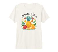 Artistic Vibes Pineapple Art Tropical Fruit Illustration Premium T-Shirt