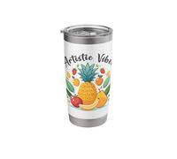 Artistic Vibes Pineapple Art Tropical Fruit Illustration Stainless Steel Insulated Tumbler