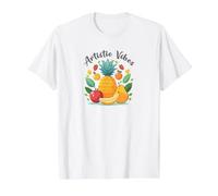 Artistic Vibes Pineapple Art Tropical Fruit Illustration Value Graphic T-Shirt, Men, White, L