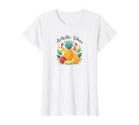 Artistic Vibes Pineapple Art Tropical Fruit Illustration Value Graphic T-Shirt, Women, White, M