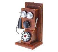 Artistic Vintage Rotary Phone Model Statue Metal Craft Retro Antique Telephone Figurine Ornament For Unique Home Decors Vintage Telephone Figurine