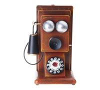 Artistic Vintage Rotary Phone Model Statue Metal Craft Retro Antique Telephone Figurine Ornament For Unique Home Decors Metal Telephone Model Ornament
