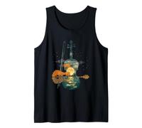 Artistic Violin Lake Reflection Musician Nature Scene Violin Tank Top