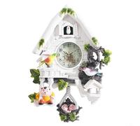 Artistic Wall-Mounted Cuckoo Pendulum Clock With House Motif - Elegant Decor For Living Rooms, Offices, Bedrooms - ABS Material, 40X27x9cm, White/Yellow(White)