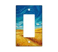 Artistic Wheat Light Switch Cover Plate/Outlet Covers, Sky and Golden Fields for Home Decor, Thermoplastic Wall Plates, Standard Size Single Rocker