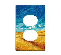 Artistic Wheat Light Switch Cover Plate/Outlet Covers, Sky and Golden Fields for Home Decor, Thermoplastic Wall Plates, Standard Size Single Duplex Outlet