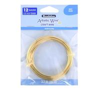 Artistic Wire 12 Gauge / 2.1 mm Silver Plated Tarnish Resistant Colored Copper Craft Wire, 10 ft / 3.1 m, Gold