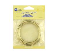 Artistic Wire 12 Gauge Tarnish Resistant Brass Craft Jewelry Wrapping Wire, Gold Color, 10 ft