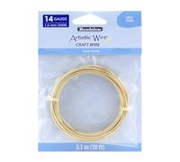 Artistic Wire, 14 Gauge / 1.6 mm Silver Plated Tarnish Resistant Copper Craft Wire, Gold Color, 10 ft / 3.1 m