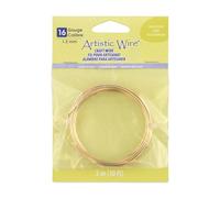 Artistic Wire 16 Gauge / 1.3 mm Silver Plated Tarnish Resistant Colored Copper Craft Wire, 10 ft / 3.1 m, Gold