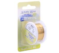 Artistic Wire 28 Gauge Tarnish Resistant Brass Craft Jewelry Wrapping Wire, Gold Color, 15 yd