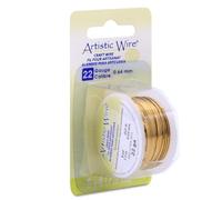 Artistic Wire Craft Wire, Brass, Gold Color, 22 Gauge / .64 mm, 8 yd / 7.3 m