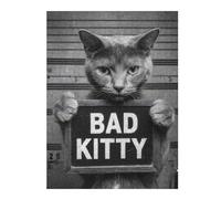 Artistic Wooden Jigsaw Puzzle for Adults, Bad Kitty Mugshot, 500 PCS