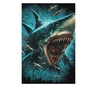 Artistic Wooden Jigsaw Puzzle for Adults, Jaws The Megalodon Strikes Back, 1000 PCS