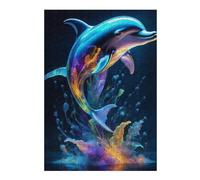 Artistic Wooden Jigsaw Puzzle for Adults, Magic Realism Dolphin, 300 PCS