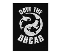Artistic Wooden Jigsaw Puzzle for Adults, Save The Orcas Orca Killer, 500 PCS