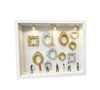 Artistic Wooden Shadows Box with 10 Miniature Picture Frames 8 Decorative Figurines and Built in Lighting Frames Collection Creative Family Memory Wall Decors