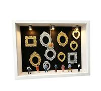 Artistic Wooden Shadows Box with 10 Miniature Picture Frames 8 Decorative Figurines and Built in Lighting Frames Collection Creative Family Memory Wall Decors