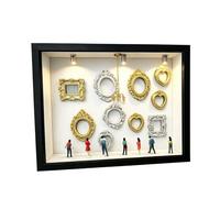 Artistic Wooden Shadows Box with 10 Miniature Picture Frames 8 Decorative Figurines and Built in Lighting Frames Collection Creative Family Memory Wall Decors
