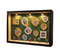 Artistic Wooden Shadows Box with 10 Miniature Picture Frames 8 Decorative Figurines and Built in Lighting Frames Collection Creative Family Memory Wall Decors