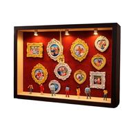 Artistic Wooden Shadows Box with 10 Miniature Picture Frames 8 Decorative Figurines and Built in Lighting Frames Collection Creative Family Memory Wall Decors