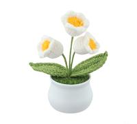 Artistic Wool Lily of the Valley Pot Elegant Decoration for Any Setting (White)