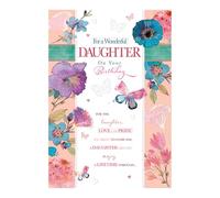 Artistic Words n Wishes Daughter Birthday Card - Beautiful Watercolour Floral and Butterfly Design - Attractive Embossed and Foil Finish - For Her (WW-Y002)