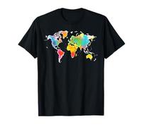 Artistic World Map Watercolor Colorful Continents Countries T-Shirt