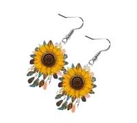 Artistic Yellow Flower Drop Earrings Modern Acrylic Design Casual Party Wear Stylish Accessory For Daily Wear Everyday Jewelry