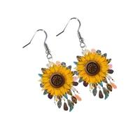 Artistic Yellow Flower Drop Earrings Modern Acrylic Design Casual Party Wear Stylish Accessory For Daily Wear Artistic Design Earrings