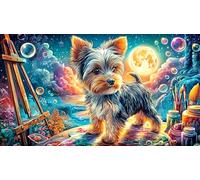 Artistic Yorkshire Terrier Painting 1000 Piece Jigsaw Puzzle for Adults Kids - Impossible Hard Challenging Game Great Gift Idea 38x52/1000pcs