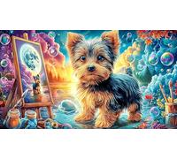 Artistic Yorkshire Terrier Painting Jigsaw Puzzle for Kids 1000 Pieces - Fun and Challenging Game for Adults Family 38x52/1000pcs
