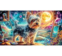 Artistic Yorkshire Terrier Painting Puzzle for Adults 1000 Pieces - Educational Decompression Game Wall Decoration & Gift 75x50/1000pcs