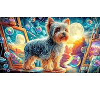 Artistic-Yorkshire-Terrier-Painting Recycled Paper Jigsaw Puzzle 1000 Pieces Great Gift Idea Educational Games for Women, Gifts for Men Beautiful Decoration Puzzle 38x26/1000pcs