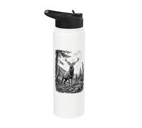 Artistically Drawn Proud Deer in Nature Stainless Steel Insulated Water Bottle