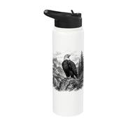 Artistically Drawn Proud Eagle in Nature Stainless Steel Insulated Water Bottle