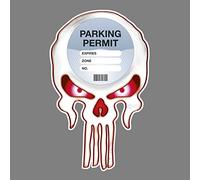 Artisticky Parking Permit Holder Skin - Gothic Skull Red White FREE UK POSTAGE