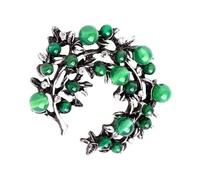 Artistics Green Agate Gemstones Brooch Vintage Alloy Designs Sophisticated Accessory for Coat or Blouse Vintage Agate Brooch