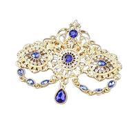 Artistics Hollow Out Arabic Crystals Brooch with Tassels Embellishment for Morocco Bridal Colorful Brooch