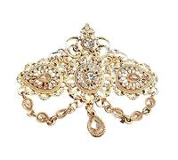 Artistics Hollow Out Arabic Crystals Brooch with Tassels Embellishment for Morocco Bridal Formal Brooch