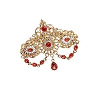 Artistics Hollow Out Arabic Crystals Brooch with Tassels Embellishment for Morocco Bridal Formal Brooch